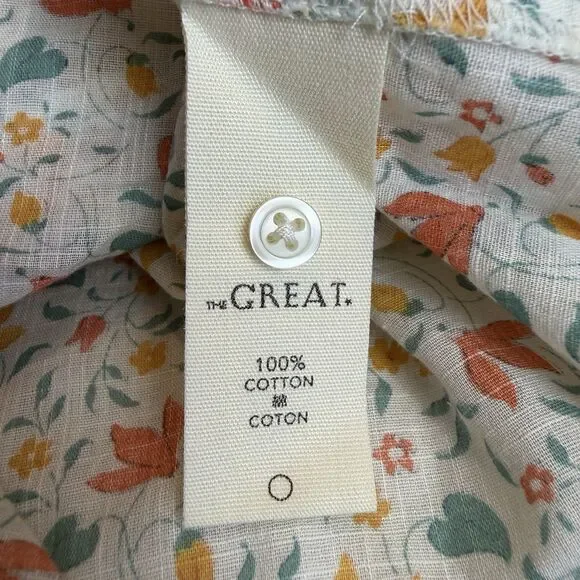 The GREAT Whip Stitch Flounce Top Shirt Ivory Floral Boho Women’s S - Picture 9 of 13